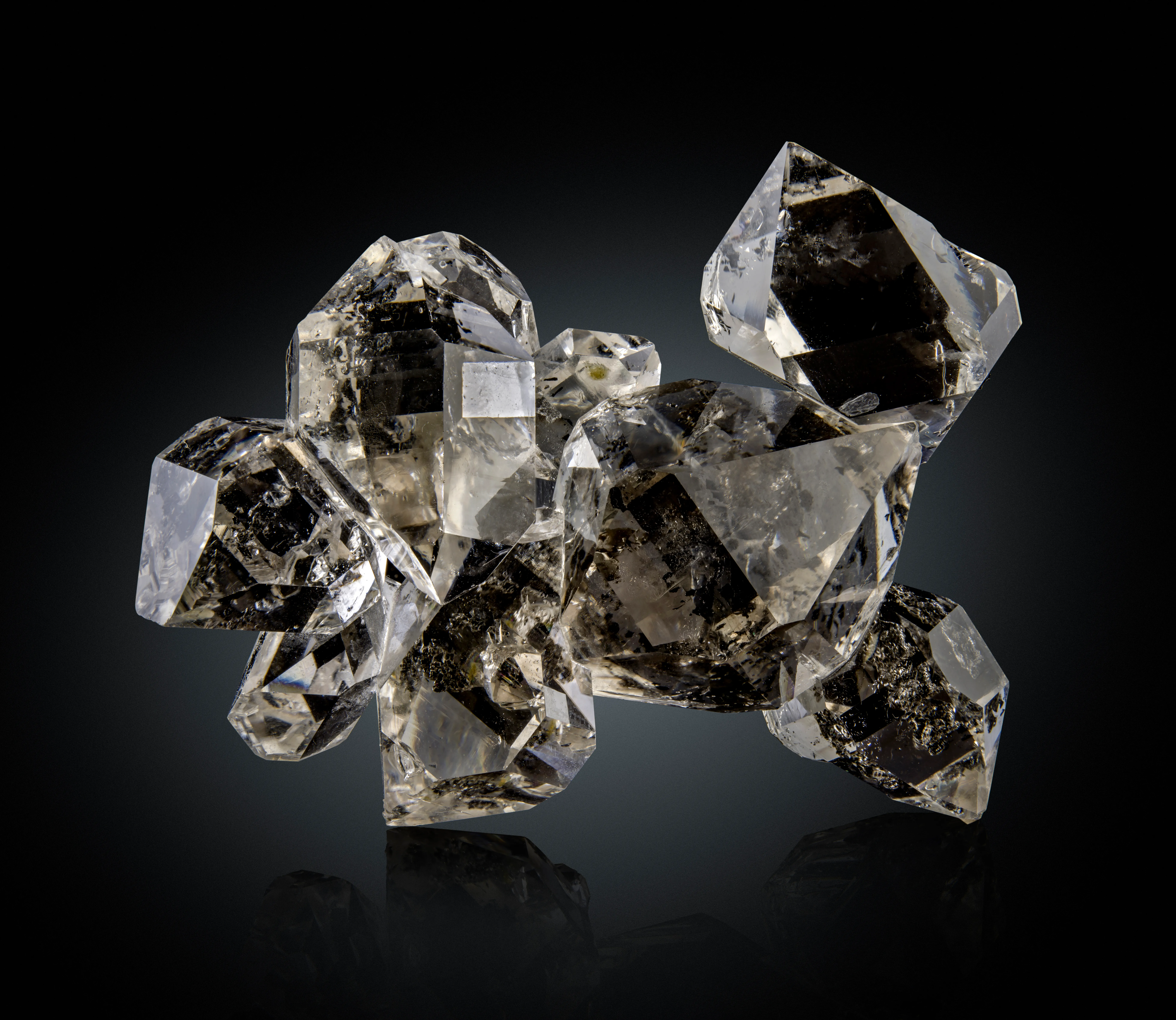 Quartz (Herkimer Diamond) with Pyrobitumen inclusions - image 2