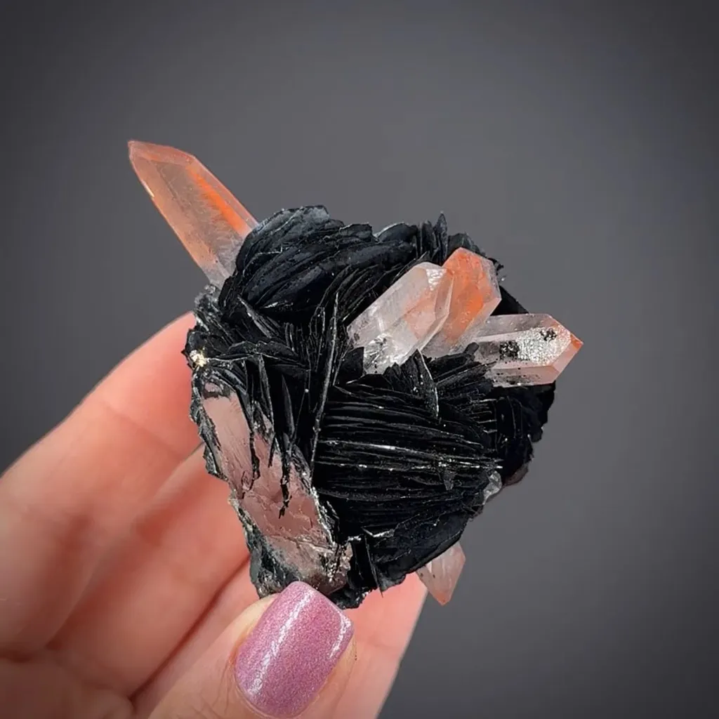 Quartz included by Hematite on Hematite "rose" image