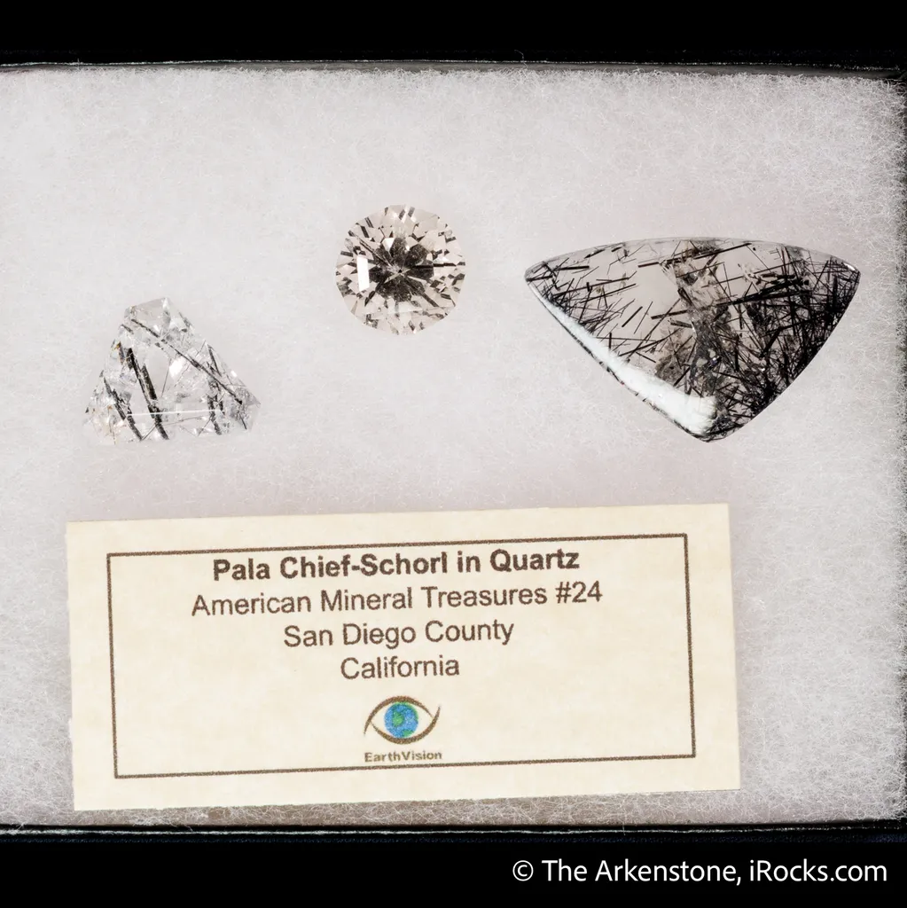 Quartz included by Schorl Tourmaline (Polished & Cut set) image