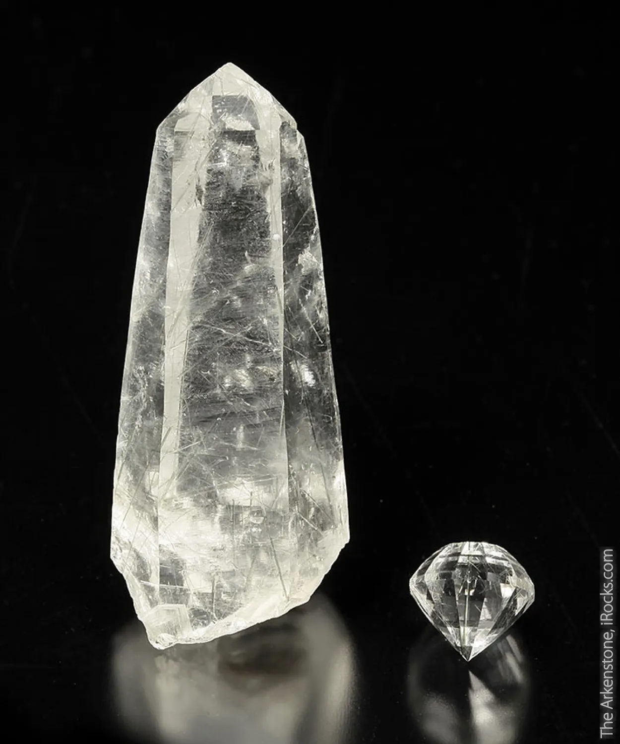 Quartz included with Actinolite (rough and cut set) - image 3