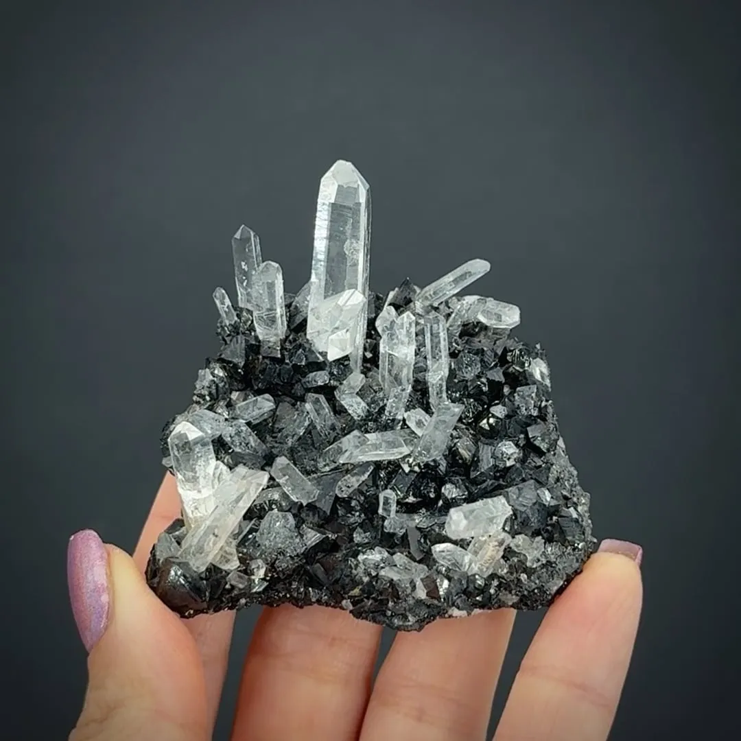 Quartz (Japan Law Twin) on Cassiterite - image 2