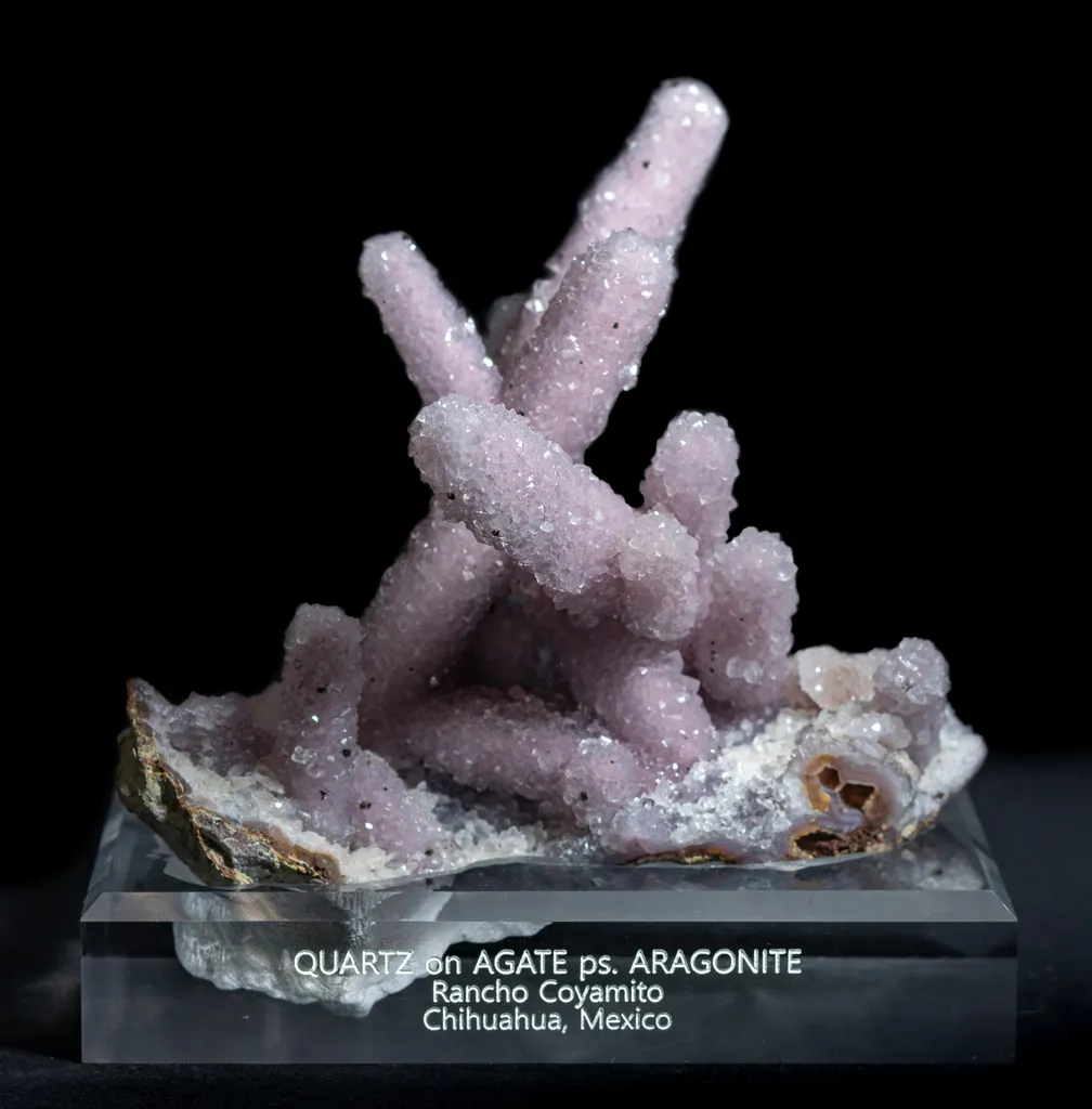 Quartz on Agate pseudomorph after Aragonite – Rancho Coyamito, Chihuahua, Mexico image