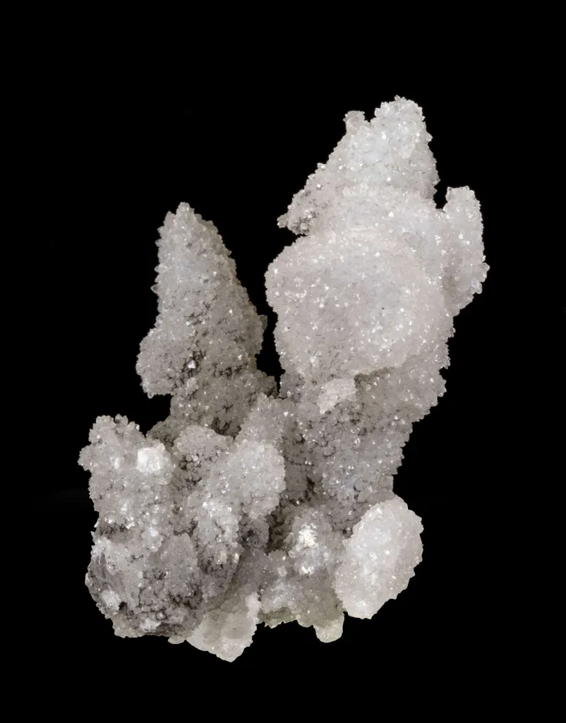 Quartz on Barite on Quartz pseudo Stibnite image