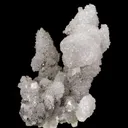 Quartz on Barite on Quartz pseudo Stibnite - image 1