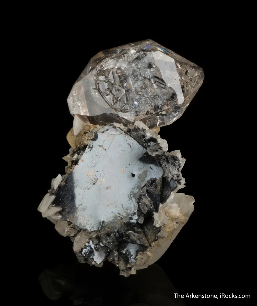 Quartz on Calcite with Anthraxolite (petroleum) - image 9