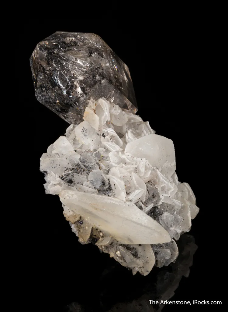 Quartz on Calcite with Anthraxolite (petroleum) - image 7