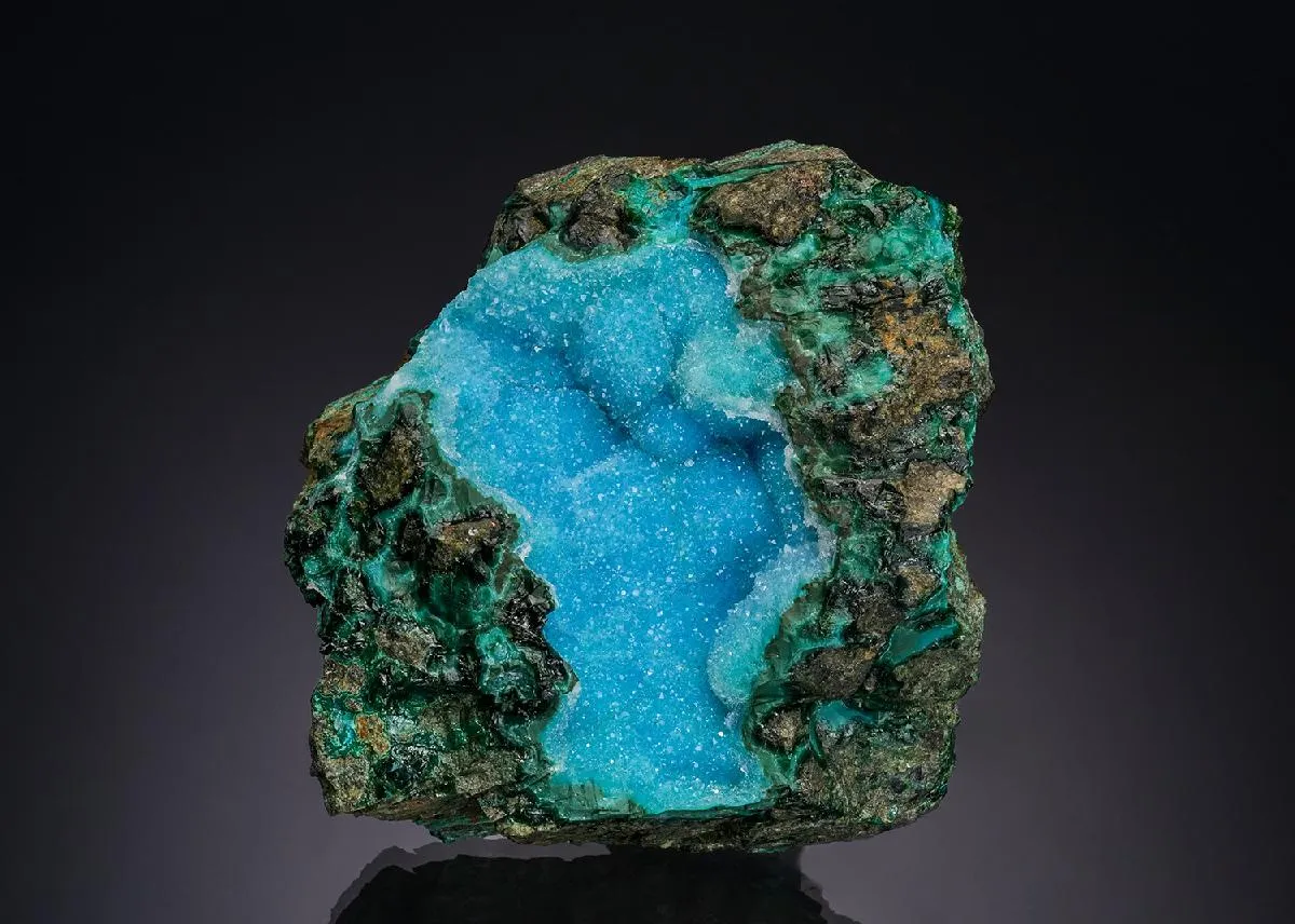 Quartz on Chrysocolla - image 1