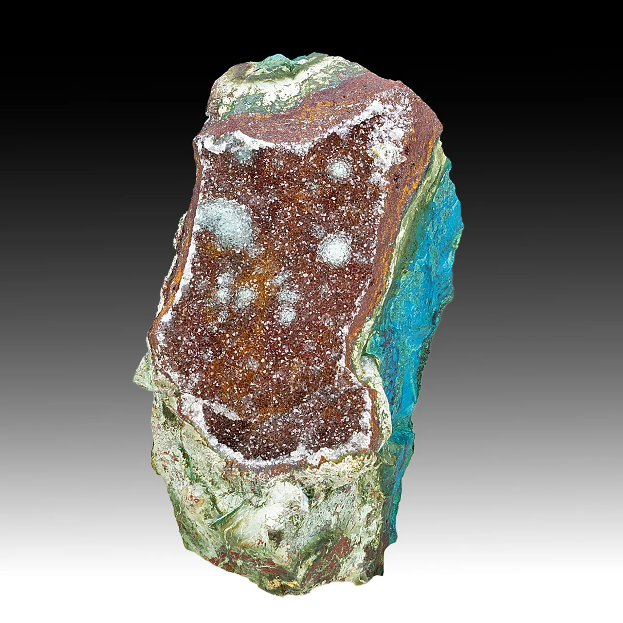 Quartz on Chrysocolla, Malachite - image 1