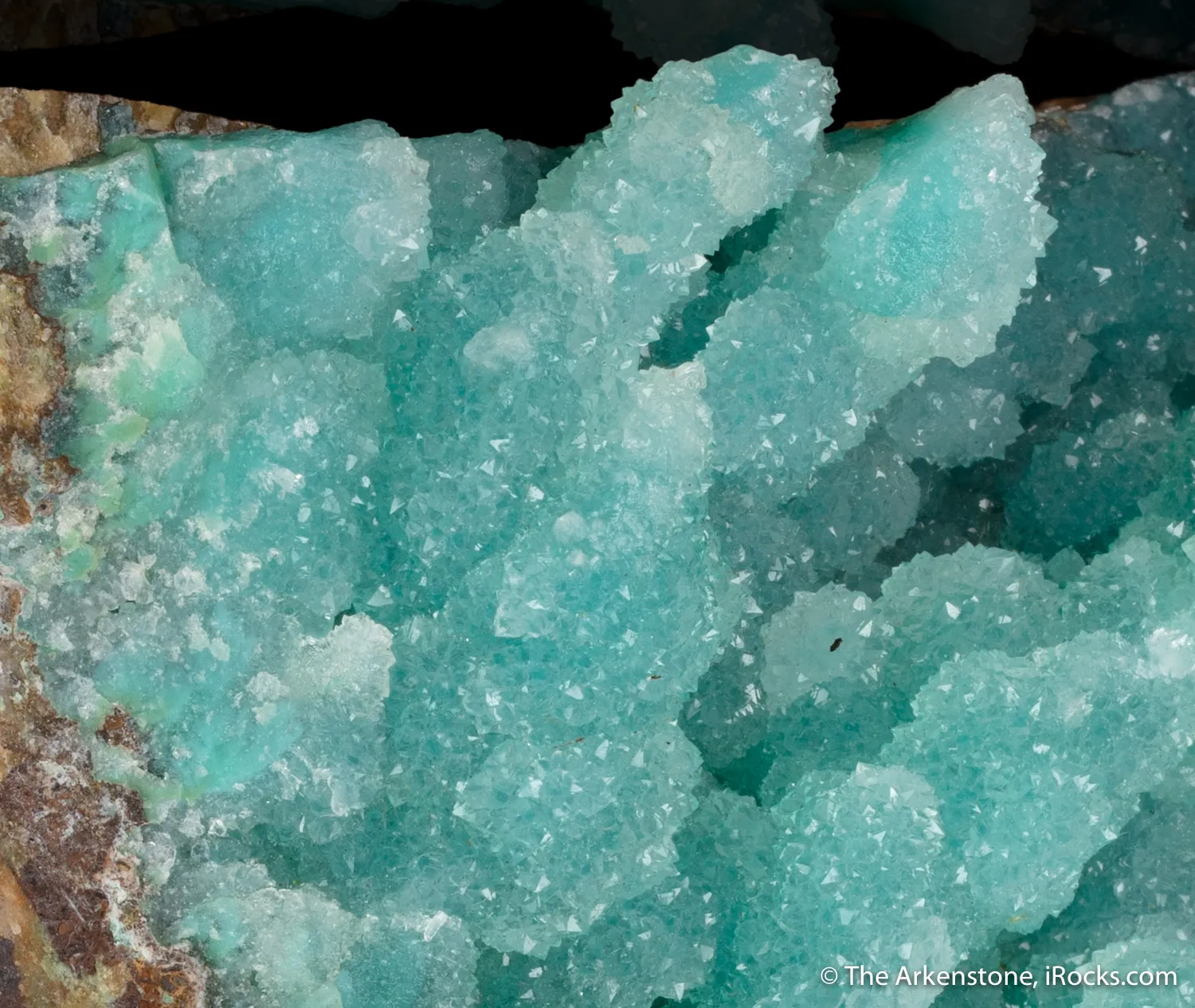 Quartz on Chrysocolla on Calcite - image 3