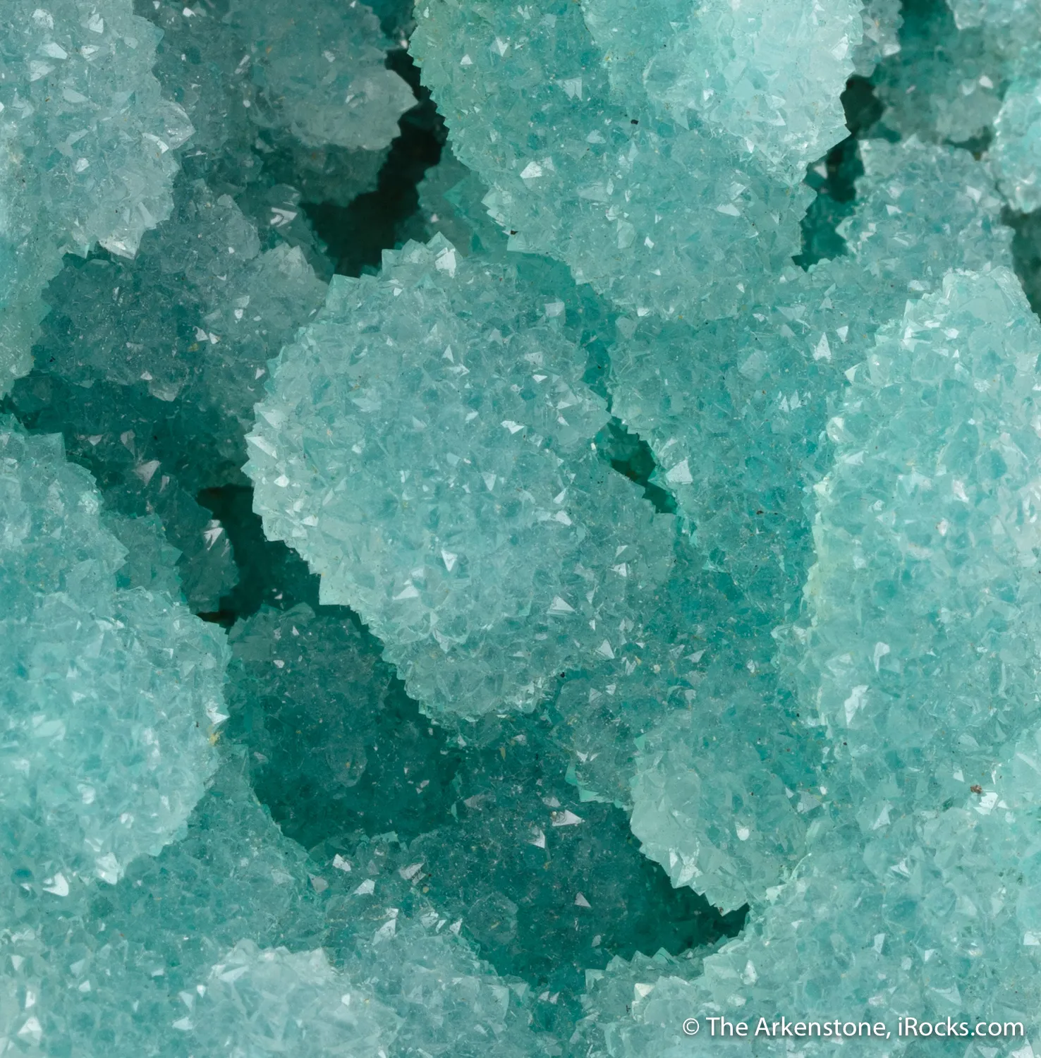 Quartz on Chrysocolla on Calcite - image 1