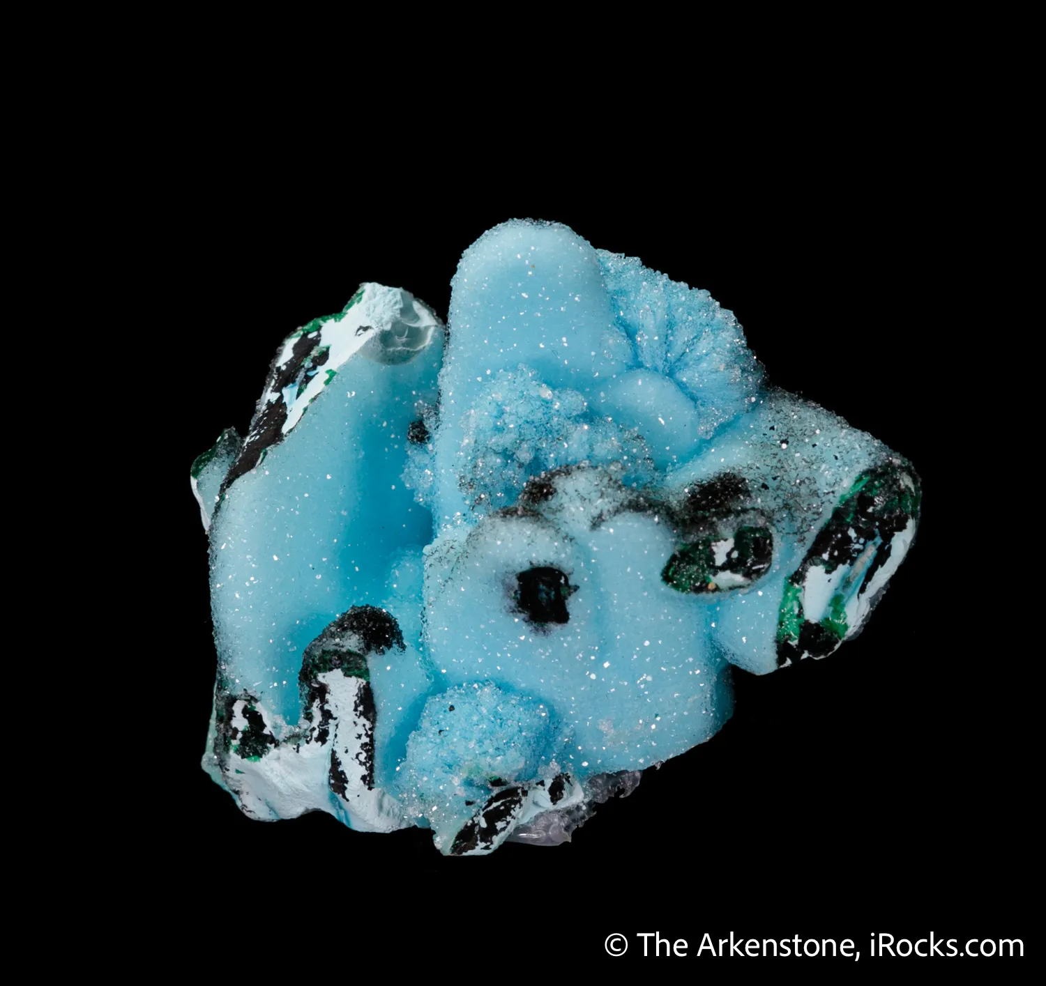 Quartz on Chrysocolla pseudo. after Malachite - image 4