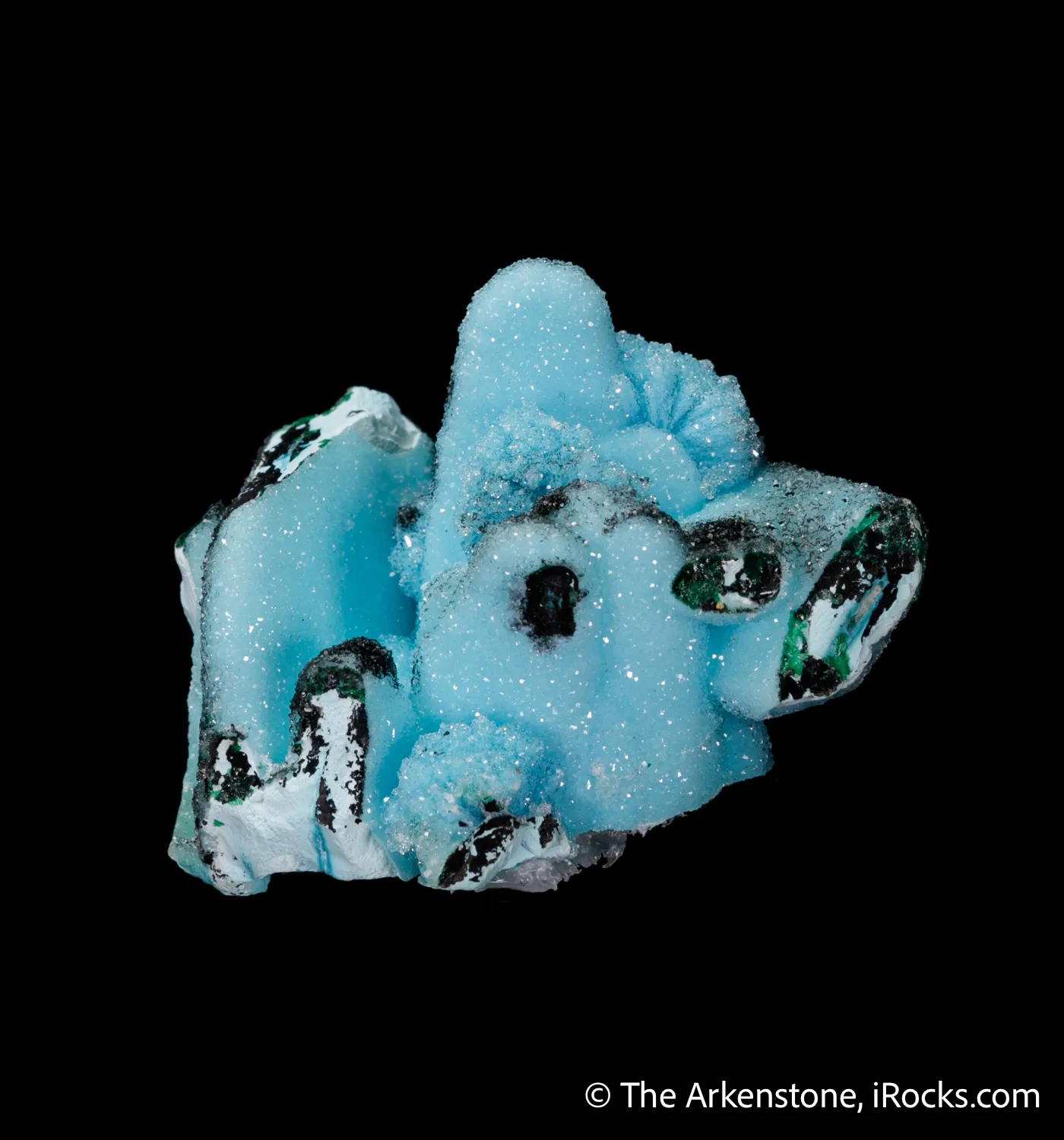 Quartz on Chrysocolla pseudo. after Malachite - image 3