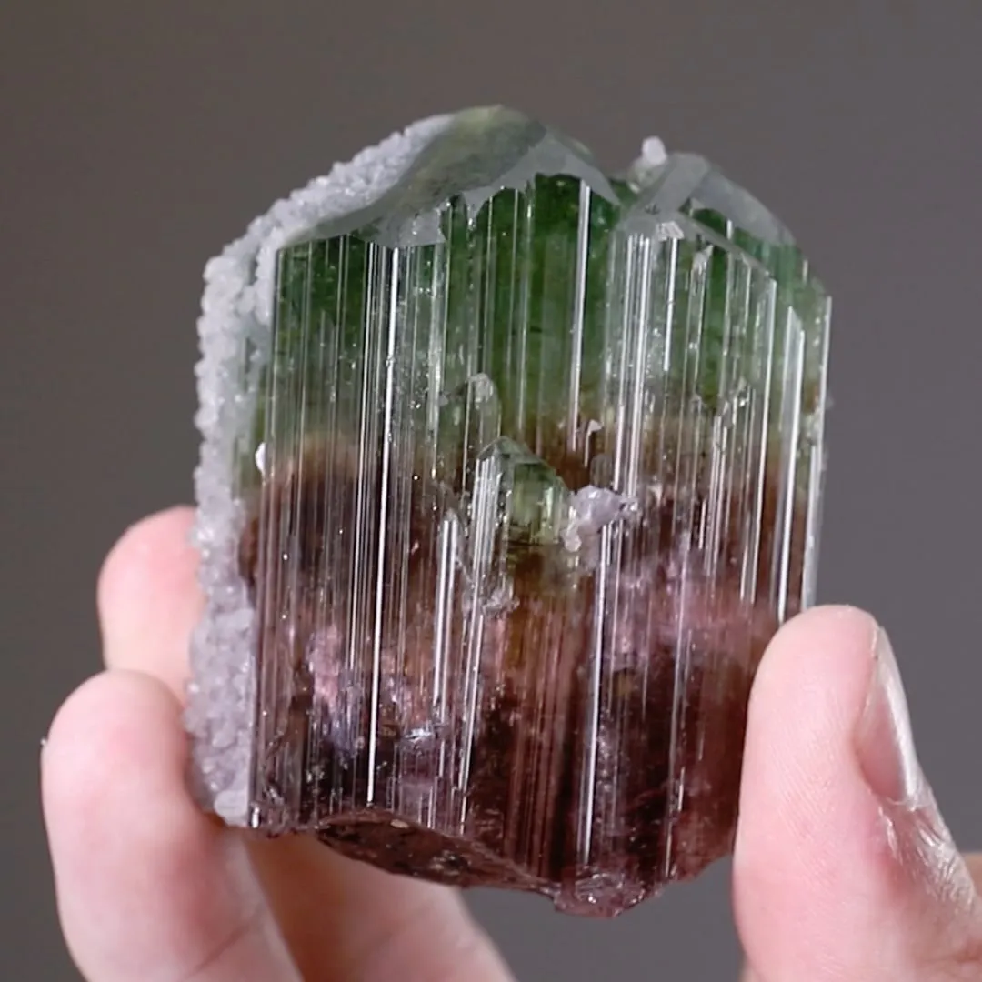 Quartz on Elbaite - image 2