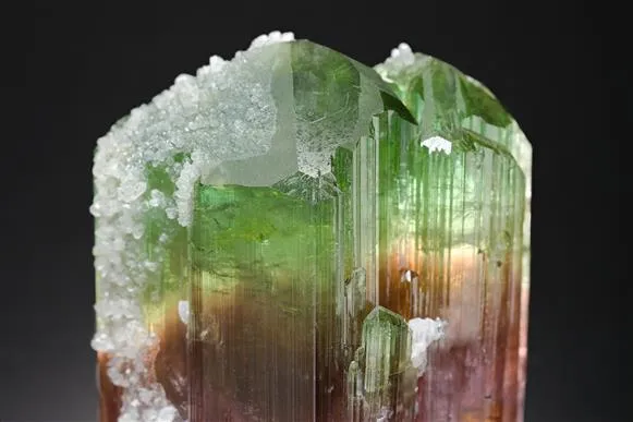 Quartz on Elbaite - image 1
