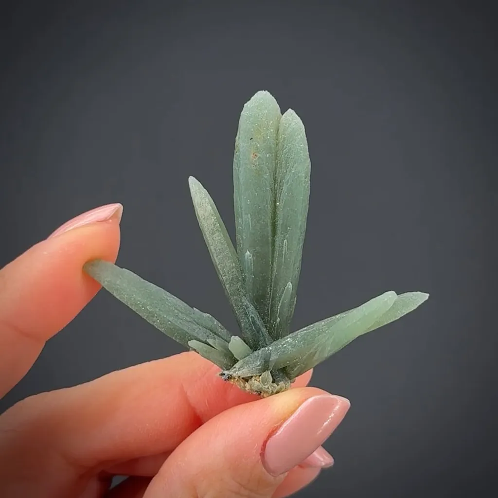 Quartz (Prase) Included by Actinolite
