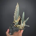 Quartz (Prase) on crystallized Hematite - image 1