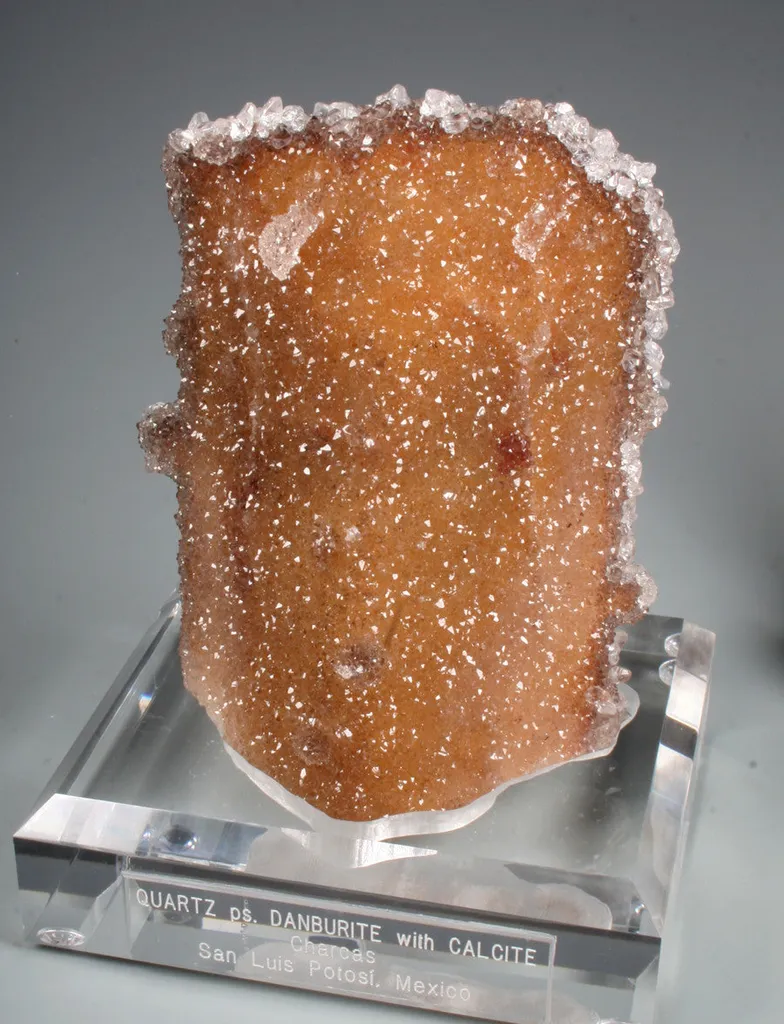 Quartz ps. Danburite with Calcite image