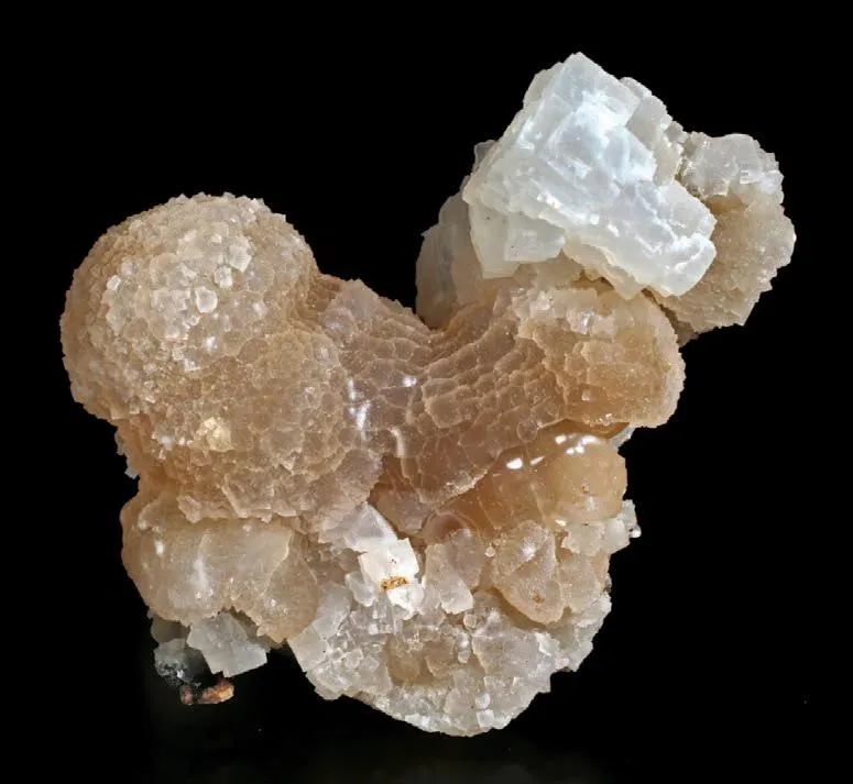 Quartz pseudomorphs (cubes) after Melanophlogite on brown Chalcedony image