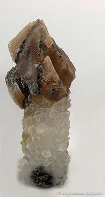 Quartz Replacing Calcite, on Quartz Stalactite With Fluorite - image 3