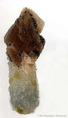 Quartz Replacing Calcite, on Quartz Stalactite With Fluorite image