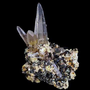 Quartz Spear with Rare Hexagon Mica with Feldspar Natural Mineral Specimen