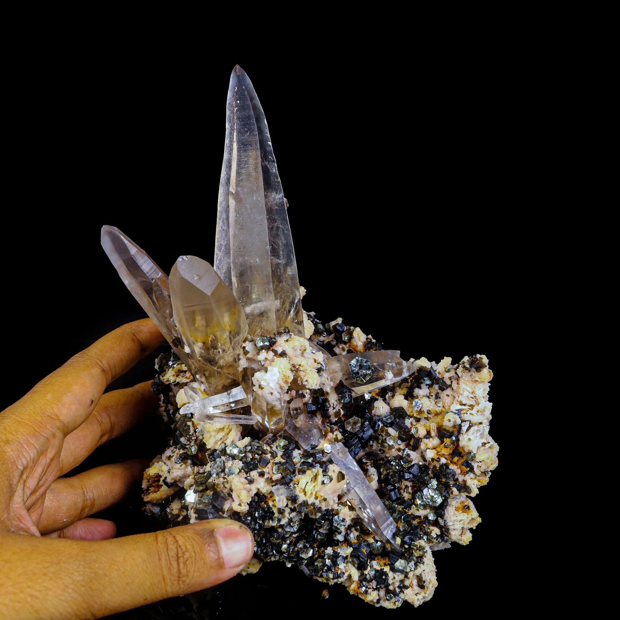 Quartz Spear with Rare Hexagon Mica with Feldspar Natural Mineral Specimen - image 5