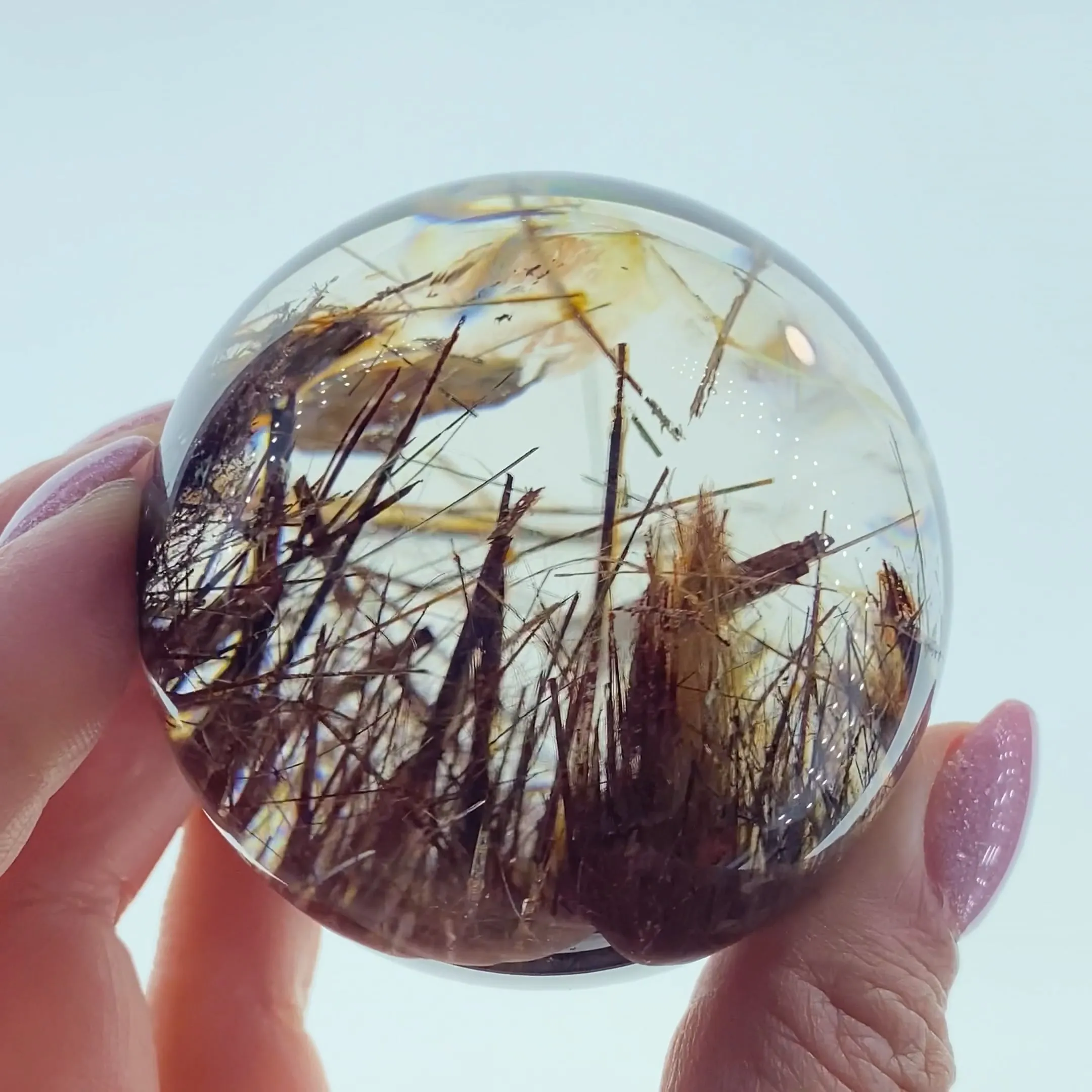 Quartz Sphere included by Rutile - image 1