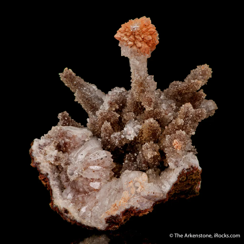 Quartz Stalactite on Quartz with Hematite image