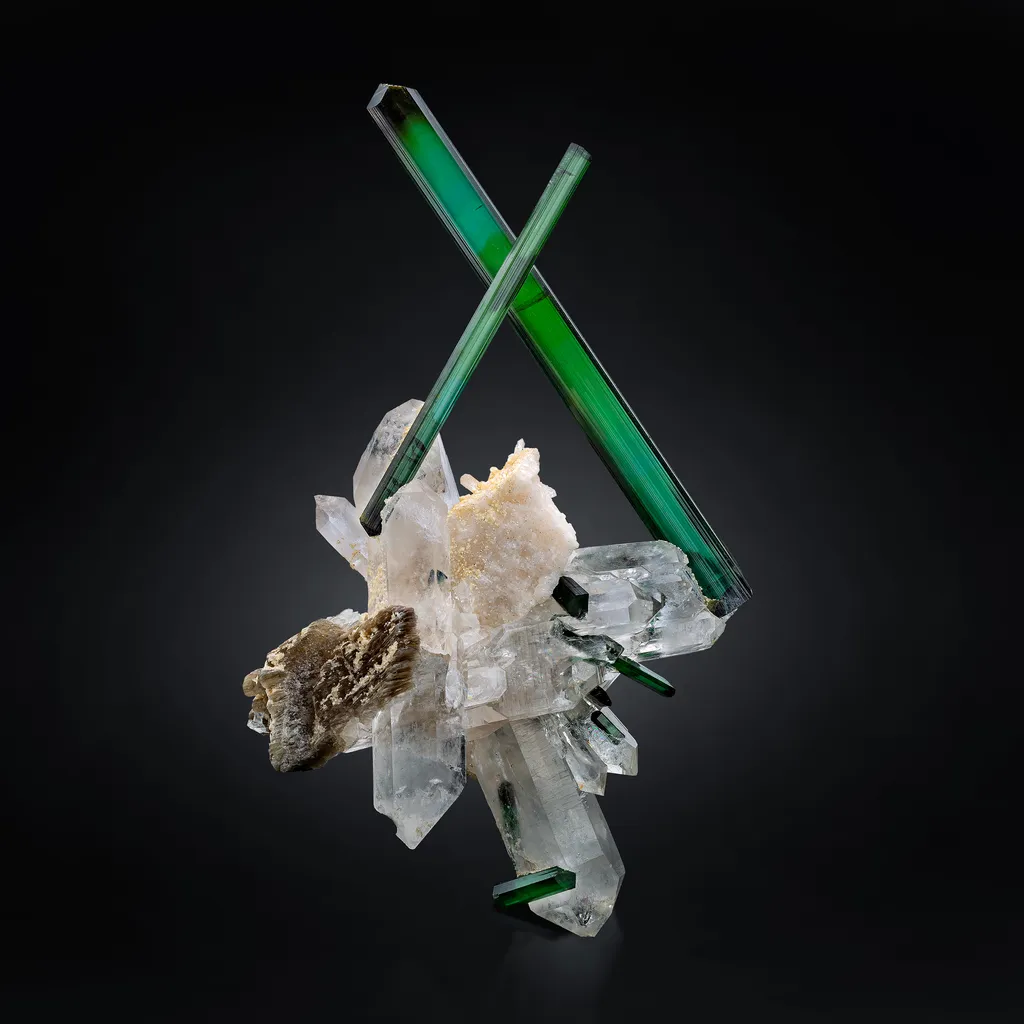 Quartz, Tourmaline from Brazil, Minas Gerais image