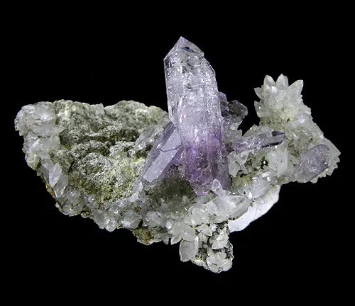 Quartz (Var: Amethyst), Calcite image