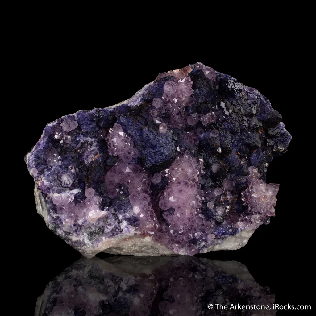Quartz var. Amethyst on Fluorite image