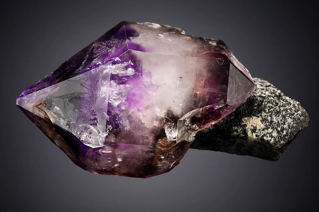 Quartz var. Amethyst on Quartz var. Smoky - image 2