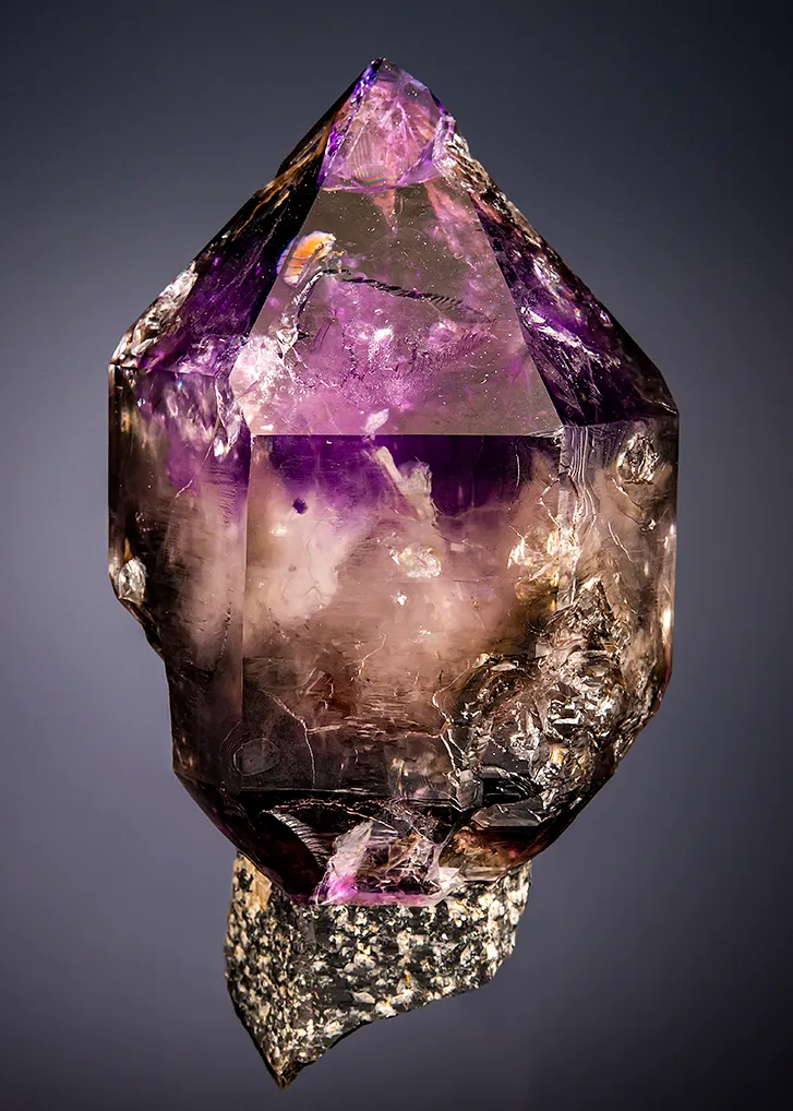 Quartz var. Amethyst on Quartz var. Smoky image