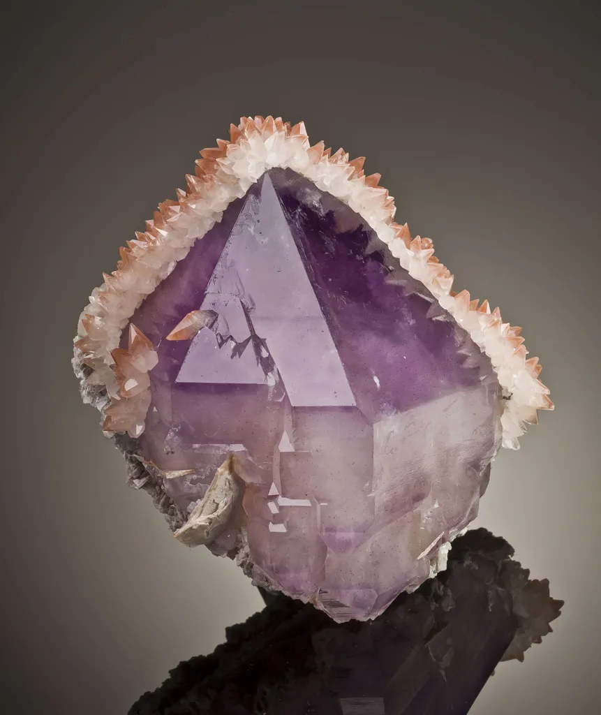 Quartz Var Amethyst With Calcite image