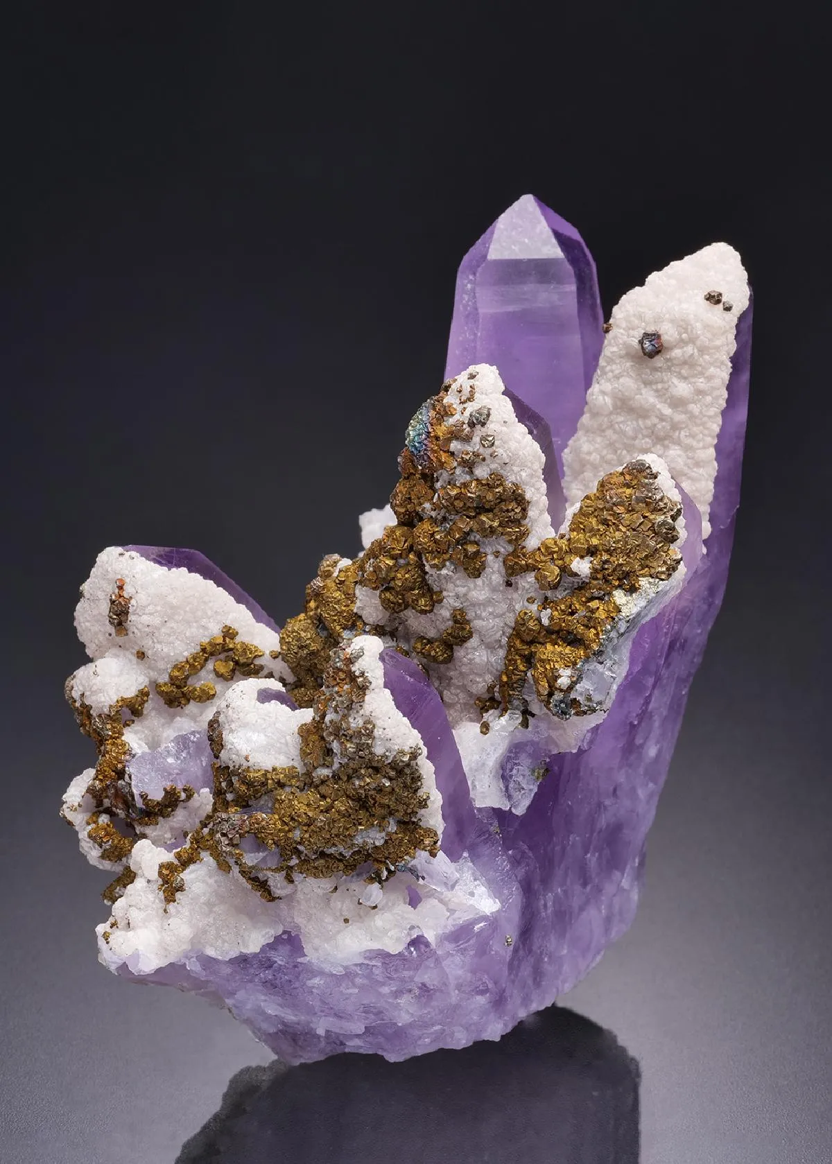 Quartz var. Amethyst with Calcite and Pyrite - image 1