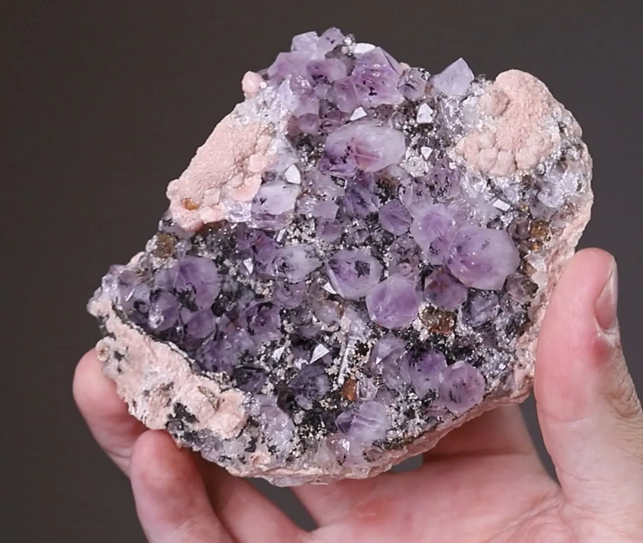 Quartz var. Amethyst with Rhodochrosite - image 2