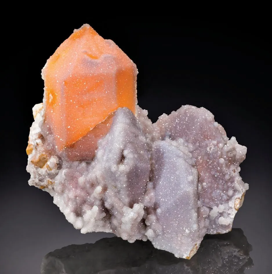 Quartz (var. Citrine), Danburite, drusy Quartz - image 1