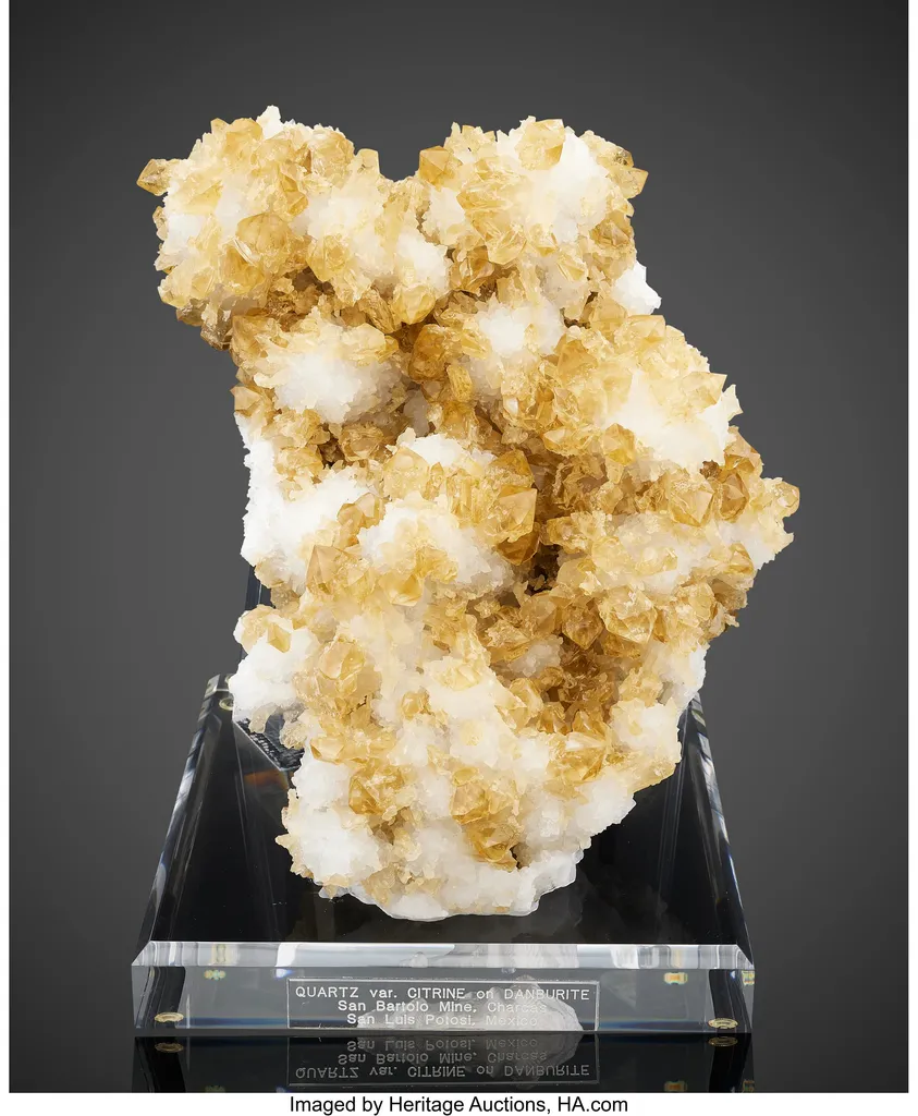 Quartz var. Citrine on Danburite image
