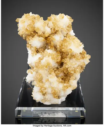 Quartz var. Citrine on Danburite