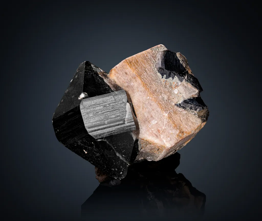 Quartz var. Morion with Microcline image