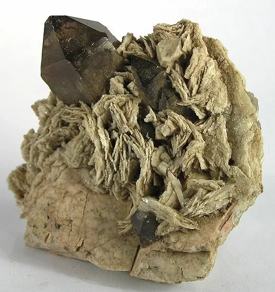 Quartz (Var: Smoky Quartz), Albite - image 1