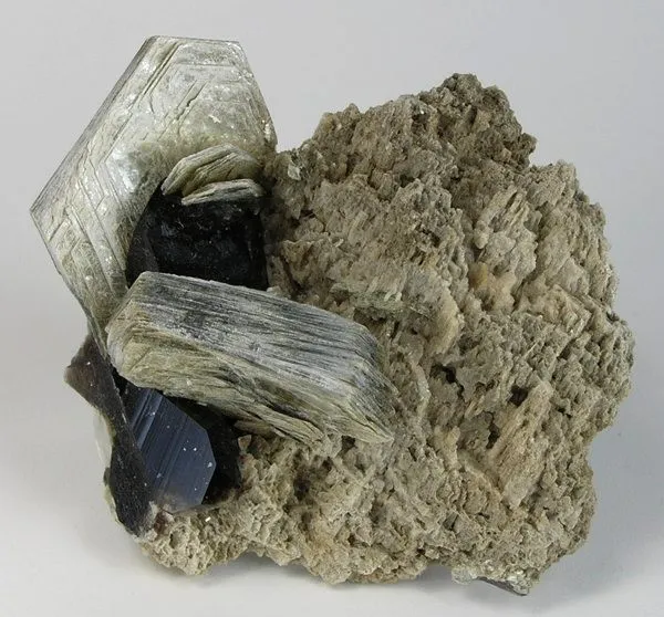 Quartz (Var: Smoky Quartz), Muscovite, Microcline image