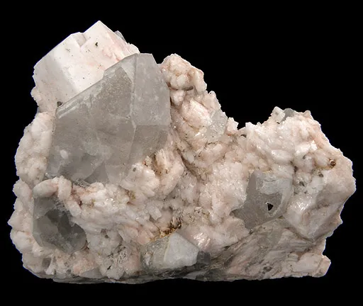 Quartz (Var: Smoky Quartz), Orthoclase, Albite image