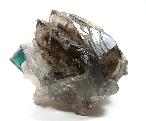 Quartz (Var: Smoky Quartz), Quartz (Var: Rose Quartz), Tourmaline image