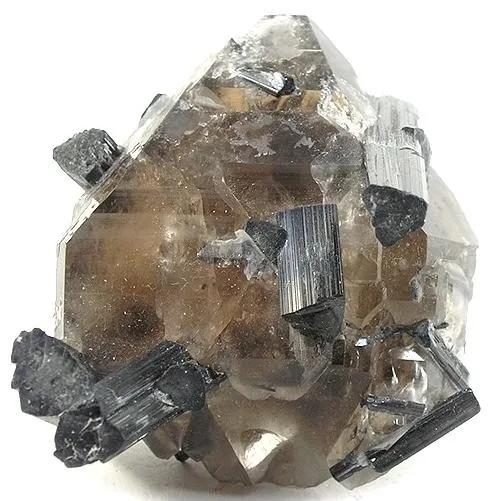 Quartz (Var: Smoky Quartz), Schorl image