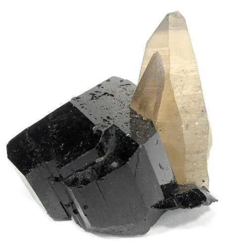 Quartz (Var: Smoky Quartz), Schorl image