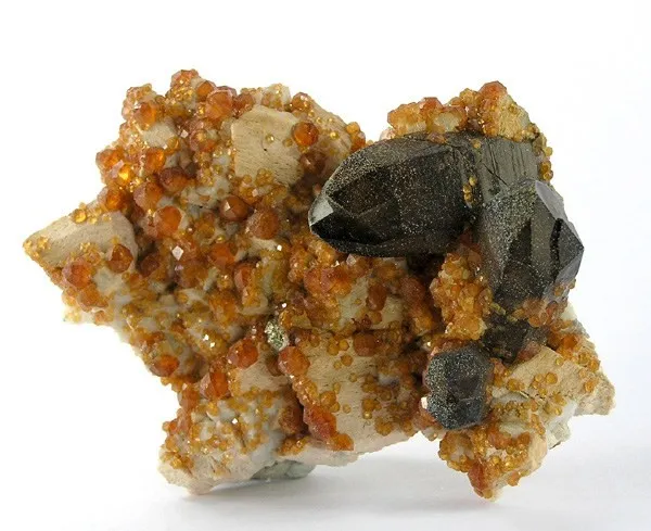 Quartz (Var: Smoky Quartz), Spessartine image