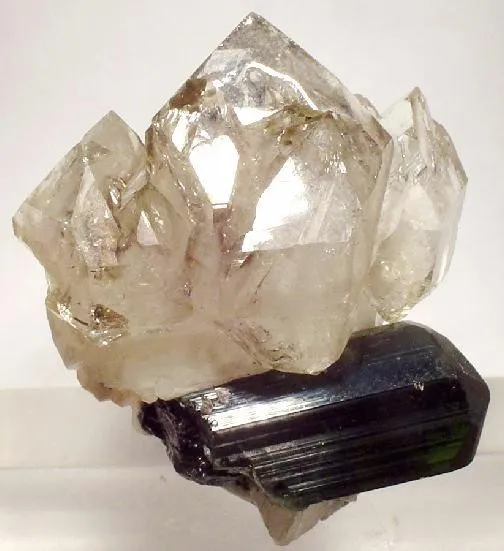 Quartz (Var: Smoky Quartz), Tourmaline image