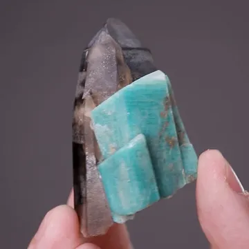 Quartz var. Smoky with Microcline var. Amazonite