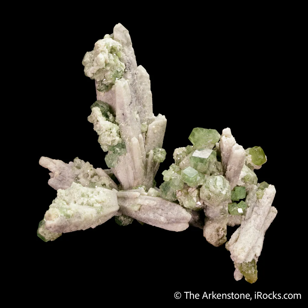 Quartz with Andradite var. Demantoid (Garnet)